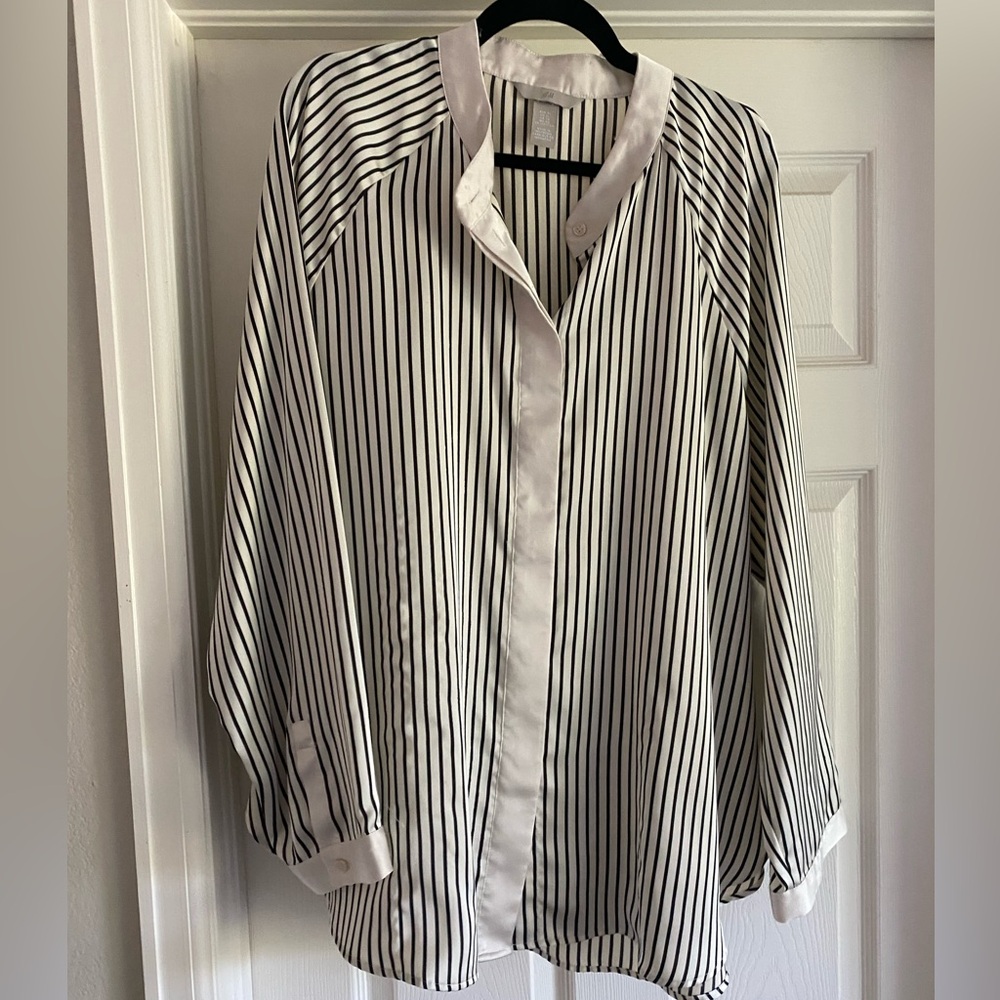 H&M Black and White Striped Shirt